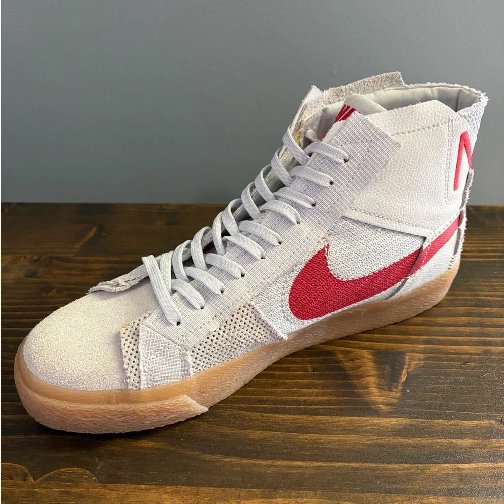 Nike SB Zoom Blazer Mid Premium Deconstructed Platinum University Red Gum Men 9